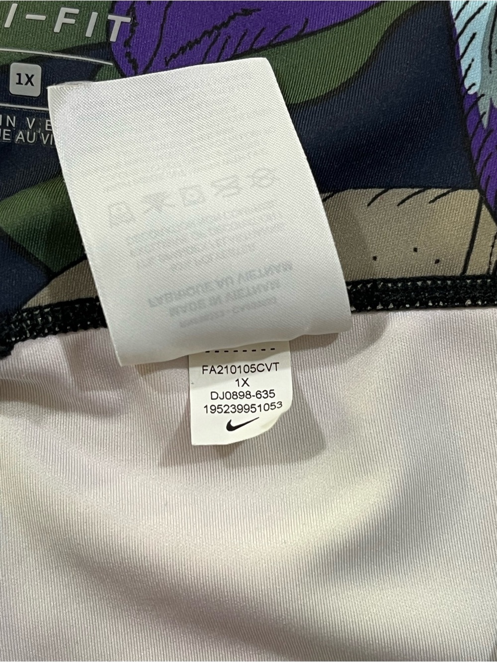 Nike One Icon Clash Floral Print Leggings Size 1X Yoga Running Cycling Gym - Picture 10 of 10
